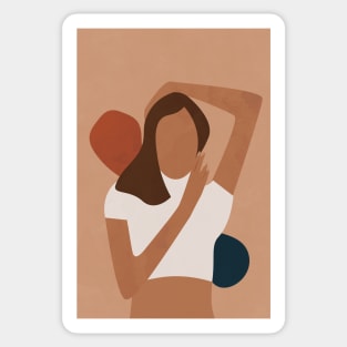 Boho Woman Illustration, Earthy Tone Sticker
